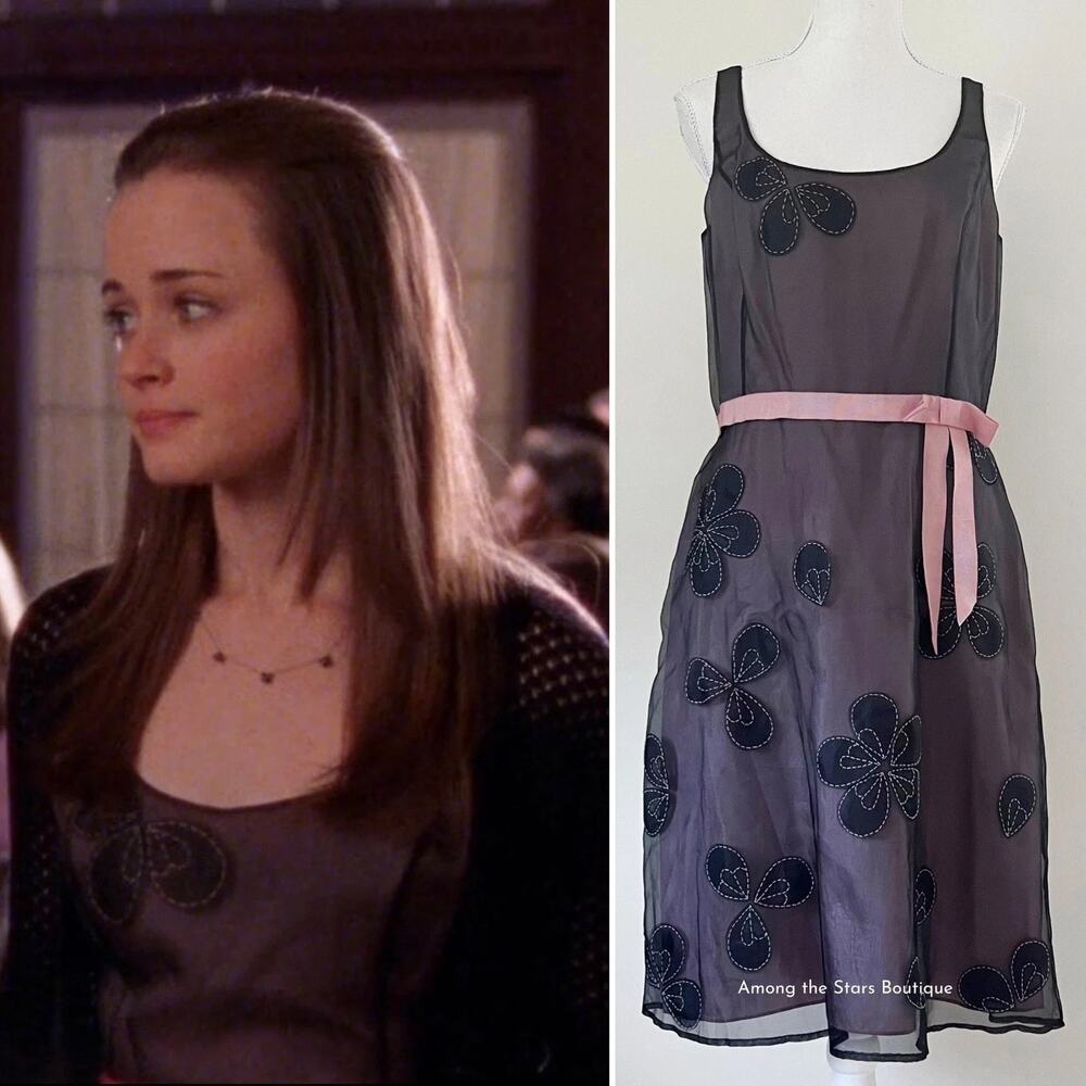ASO Rory Gilmore Laundry Shelli Segal Pink Floral Dress Size 4 Y2K Gilmore Girls